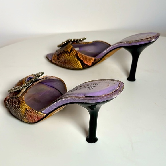 BEVERLY FELDMAN 90s Y2K Spain genuine snake skin leather spiked sandal heels - Picture 6 of 16